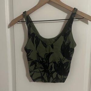 Lululemon Athletica Olive and Black Floral Crop Top